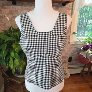 CAbi Black and White Checkered Crop Top Size S